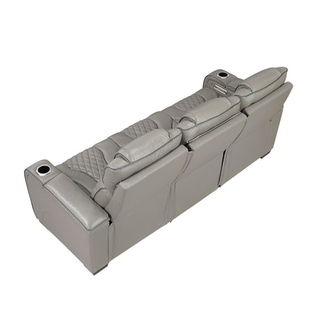 Apex Gray Leather Power Double Reclining Sofa from Homelegance - Luna Furniture