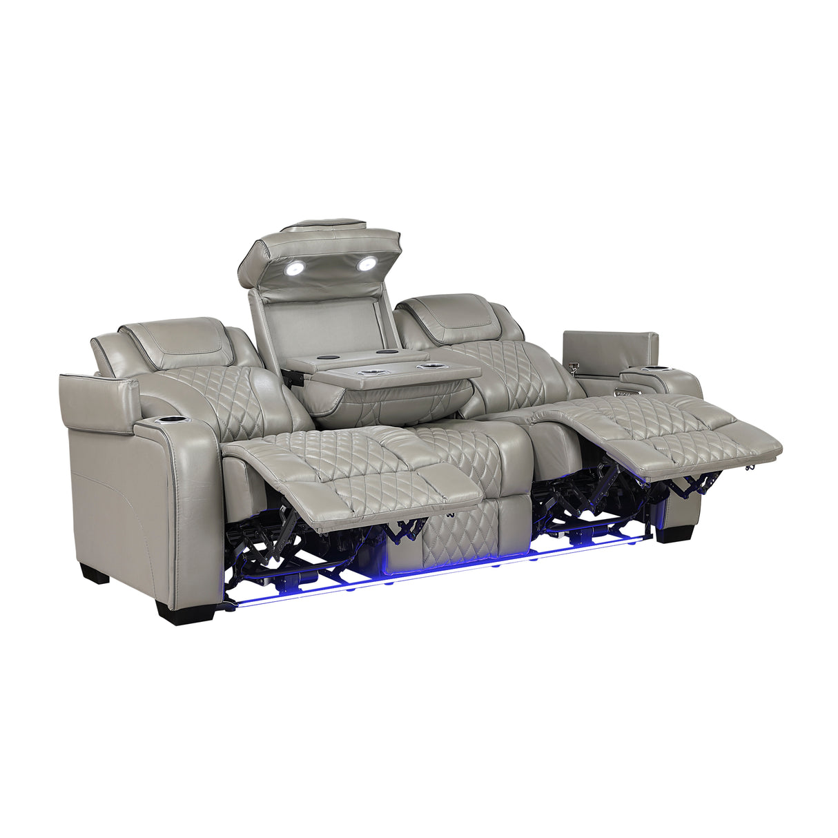 Apex Gray Leather Power Double Reclining Sofa from Homelegance - Luna Furniture