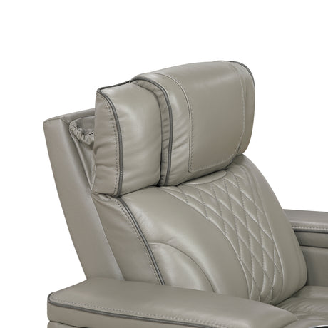 Apex Gray Leather Power Double Reclining Sofa from Homelegance - Luna Furniture