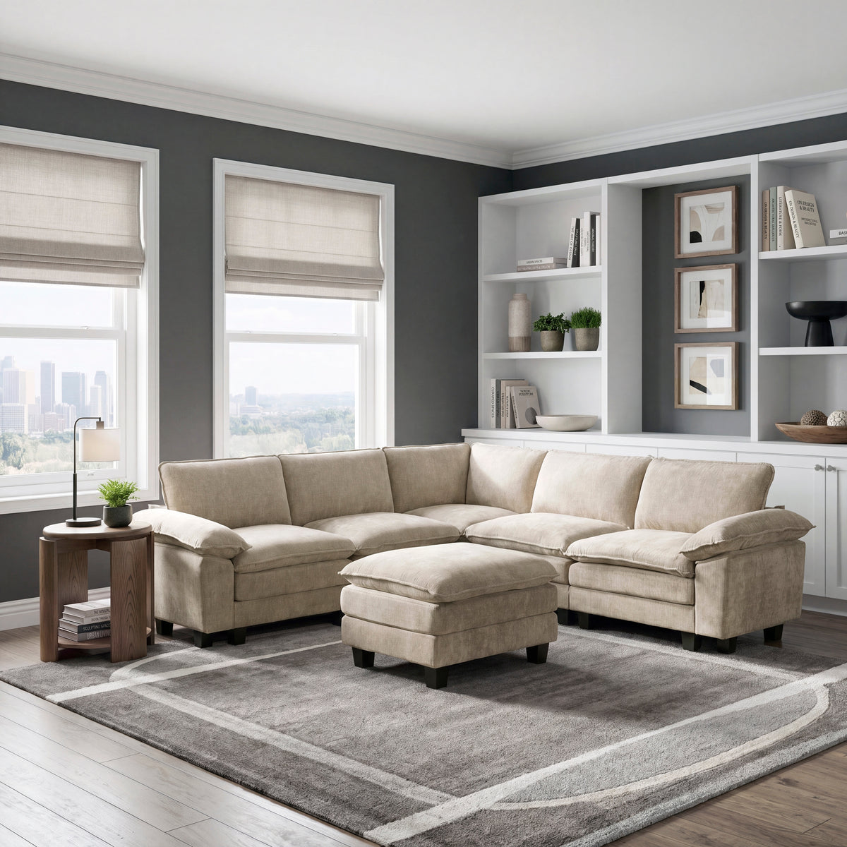 Dublin Taupe 6-Piece Modular Sectional with Ottoman from Homelegance - Luna Furniture