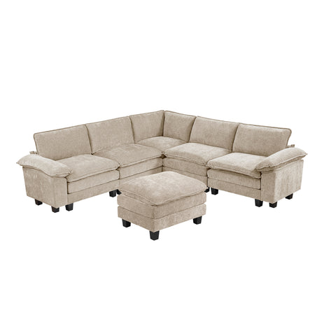 8450TPE*64ACCROT (7)6-Piece Modular Sectional with Ottoman from Homelegance - Luna Furniture