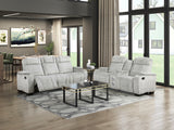 Ronan Light Gray Double Reclining Loveseat with Center Console from Homelegance - Luna Furniture