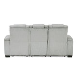 Ronan Light Gray Double Reclining Loveseat with Center Console from Homelegance - Luna Furniture
