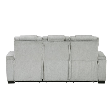 Ronan Light Gray Double Reclining Loveseat with Center Console from Homelegance - Luna Furniture