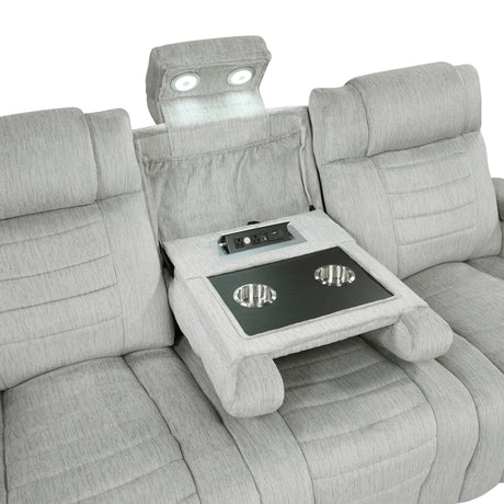 Ronan Light Gray Double Reclining Loveseat with Center Console from Homelegance - Luna Furniture