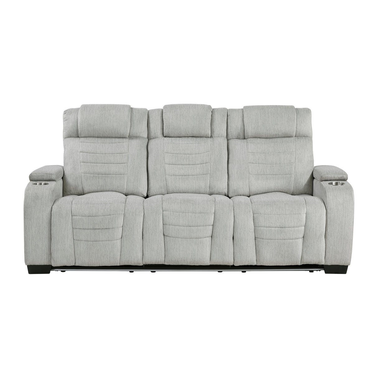 Ronan Light Gray Double Reclining Loveseat with Center Console from Homelegance - Luna Furniture