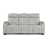 Ronan Light Gray Double Reclining Loveseat with Center Console from Homelegance - Luna Furniture