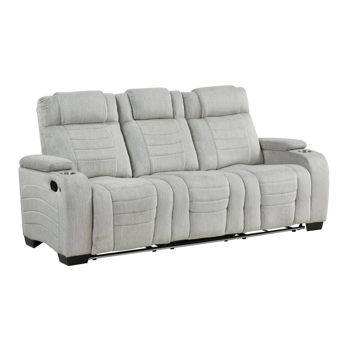 Ronan Light Gray Double Reclining Loveseat with Center Console from Homelegance - Luna Furniture