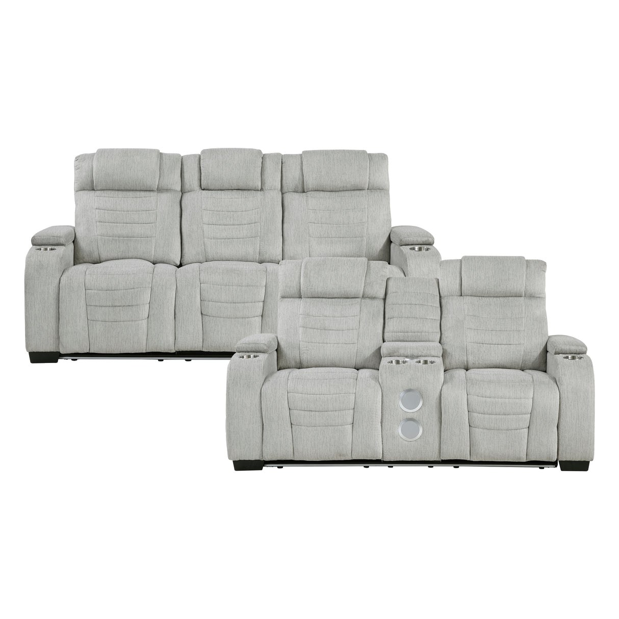 Ronan Light Gray Double Reclining Loveseat with Center Console from Homelegance - Luna Furniture