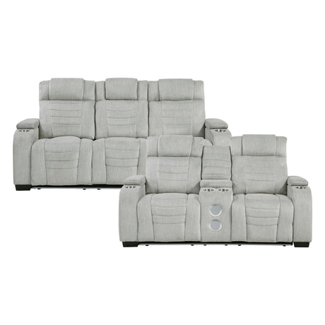 Ronan Light Gray 2-Piece Double Reclining Set from Homelegance - Luna Furniture