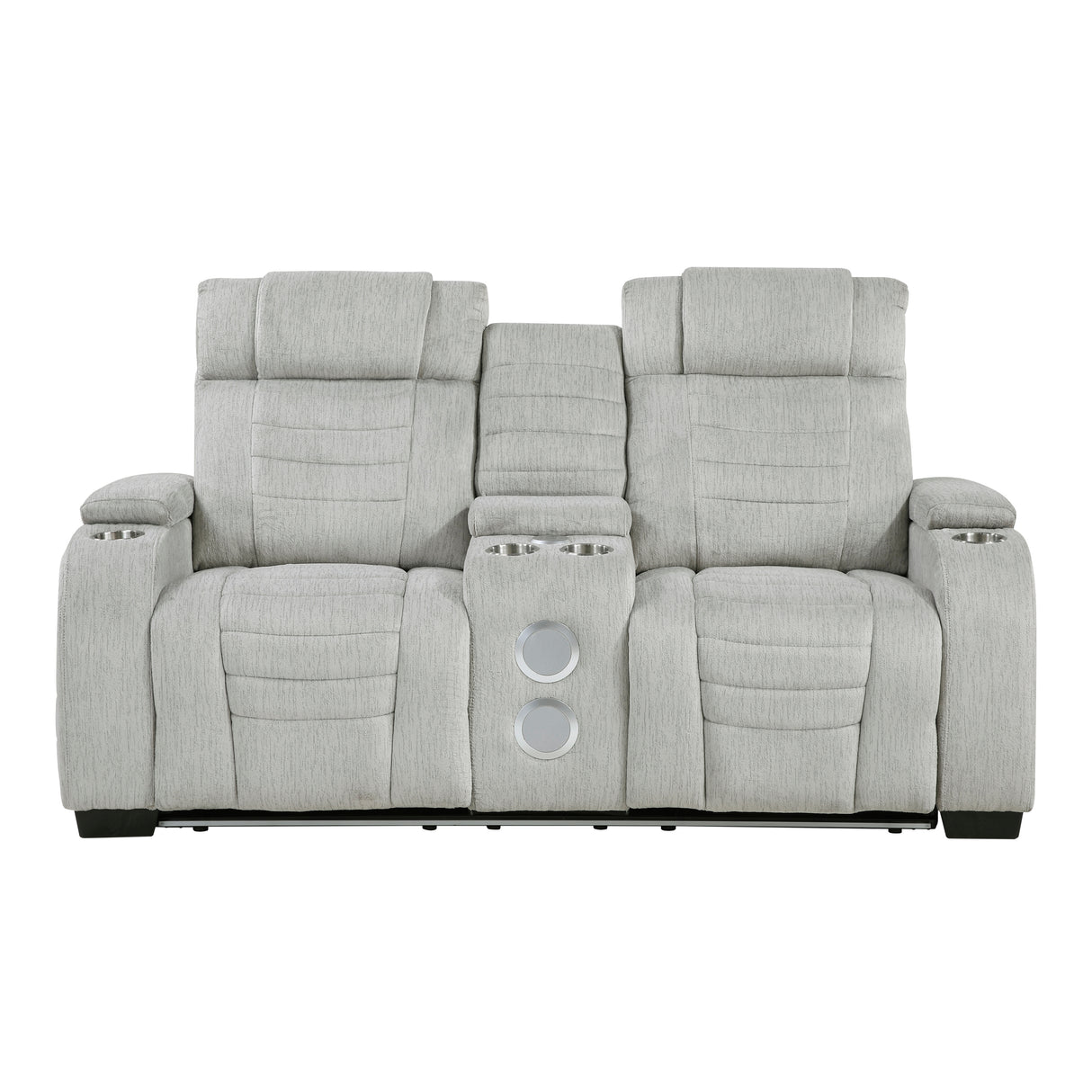Ronan Light Gray Double Reclining Loveseat with Center Console from Homelegance - Luna Furniture