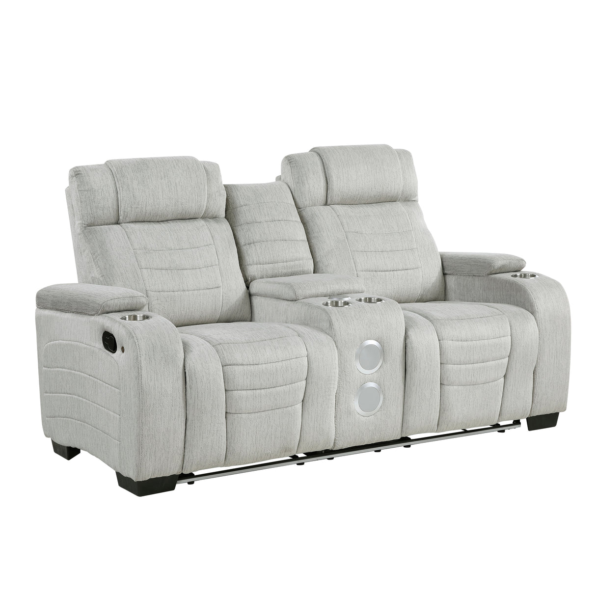 Ronan Light Gray Double Reclining Loveseat with Center Console from Homelegance - Luna Furniture