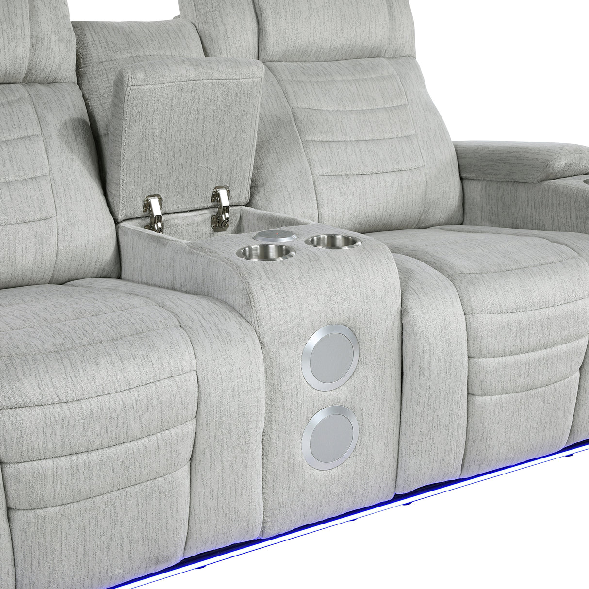 Ronan Light Gray Double Reclining Loveseat with Center Console from Homelegance - Luna Furniture