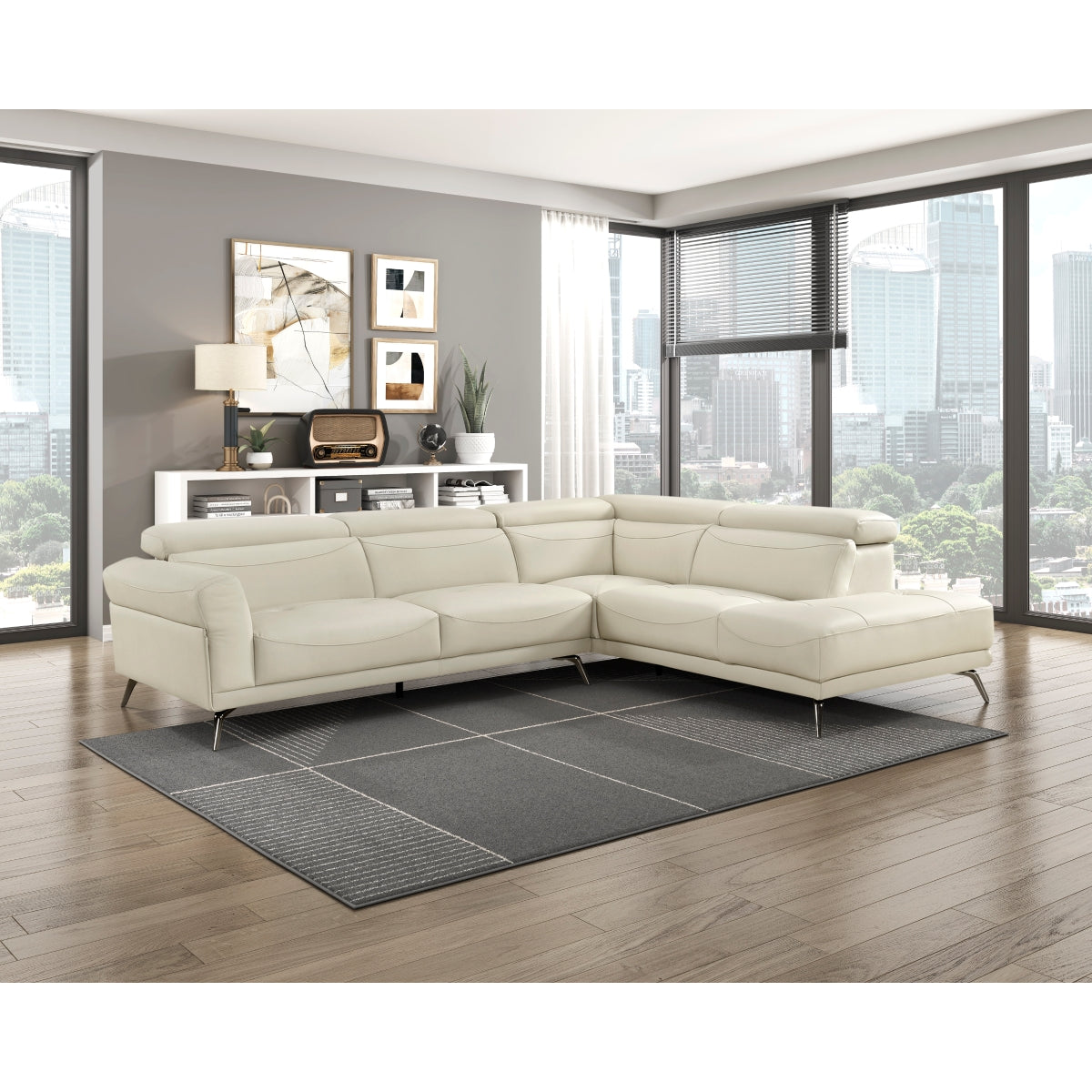 Giselle Beige Leather 2-Piece Sectional with Right Chaise from Homelegance - Luna Furniture
