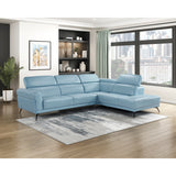Giselle Blue Leather 2-Piece Sectional with Right Chaise from Homelegance - Luna Furniture