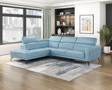 Giselle Blue Leather 2-Piece Sectional with Left Chaise from Homelegance - Luna Furniture