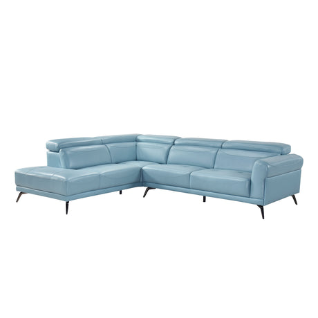 Giselle Blue Leather 2-Piece Sectional with Left Chaise from Homelegance - Luna Furniture
