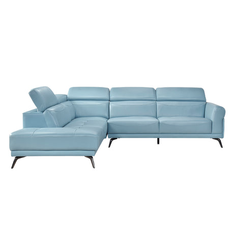 Giselle Blue Leather 2-Piece Sectional with Left Chaise from Homelegance - Luna Furniture