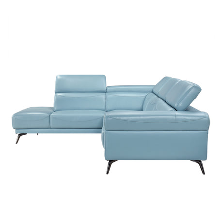 Giselle Blue Leather 2-Piece Sectional with Left Chaise from Homelegance - Luna Furniture