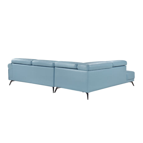 Giselle Blue Leather 2-Piece Sectional with Left Chaise from Homelegance - Luna Furniture