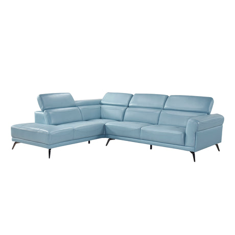 Giselle Blue Leather 2-Piece Sectional with Left Chaise from Homelegance - Luna Furniture