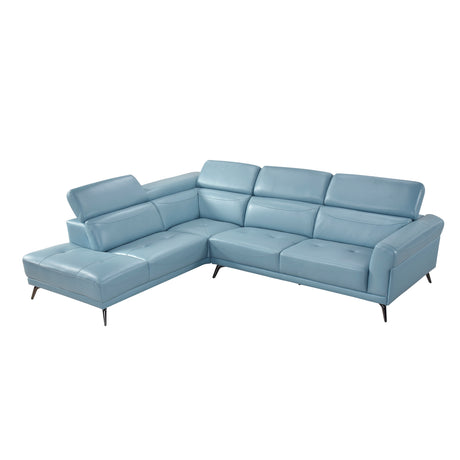 Giselle Blue Leather 2-Piece Sectional with Left Chaise from Homelegance - Luna Furniture
