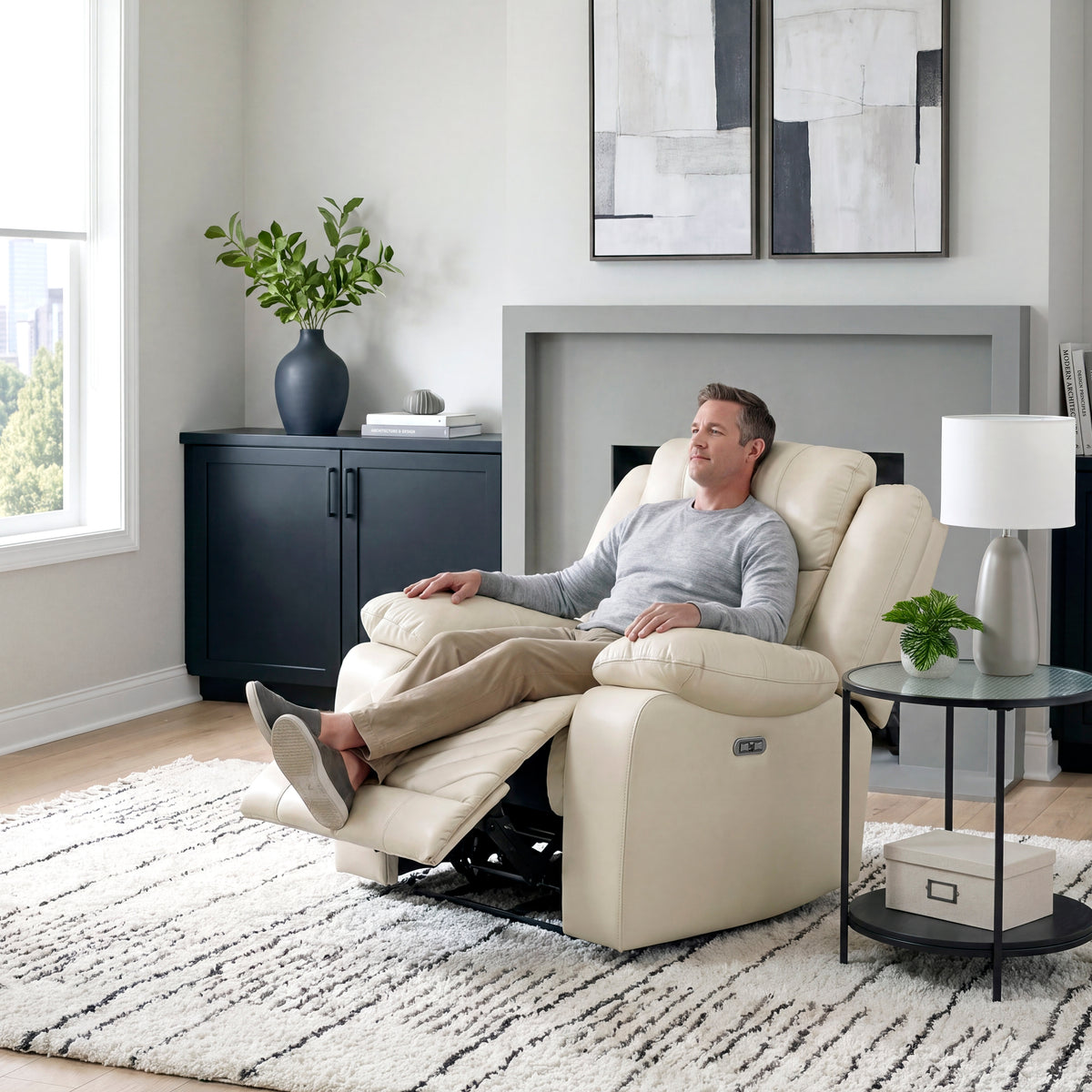 Huron Beige Power Reclining Chair from Homelegance - Luna Furniture