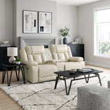 Huron Beige Power Double Reclining Loveseat with Center Console from Homelegance - Luna Furniture