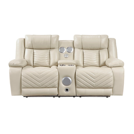 Huron Beige Power Double Reclining Sofa from Homelegance - Luna Furniture