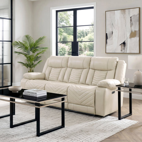 Huron Beige Power Double Reclining Sofa from Homelegance - Luna Furniture