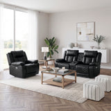 Huron Black Power Double Reclining Loveseat with Center Console from Homelegance - Luna Furniture