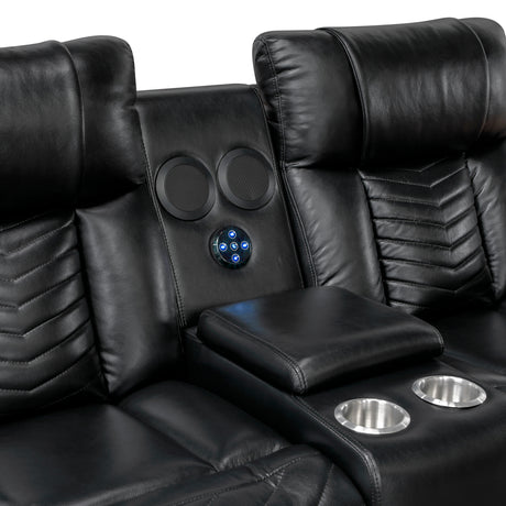 Huron Black Power Double Reclining Sofa from Homelegance - Luna Furniture