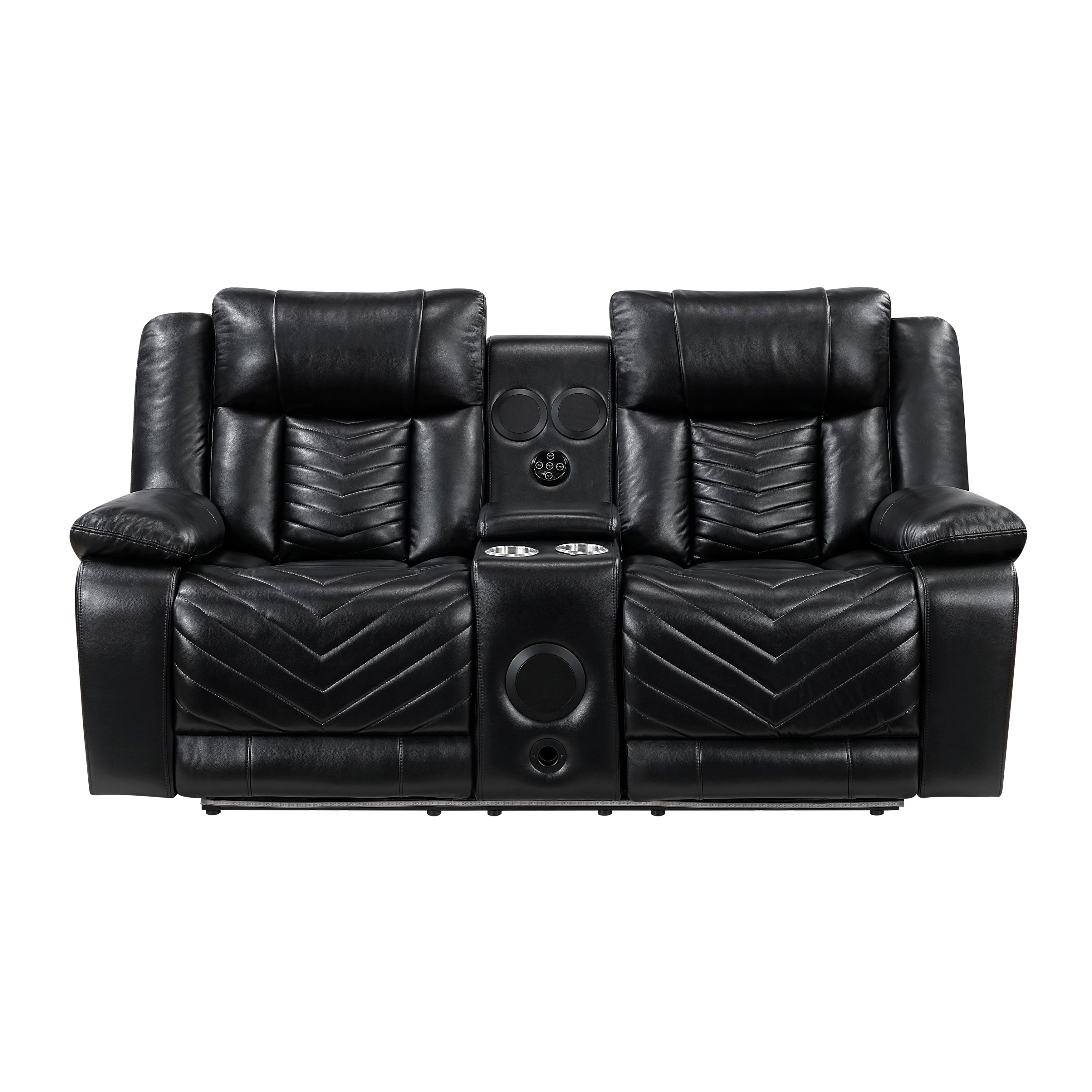 Homelegance Huron Black 2-Piece Dual Power Double Reclining Sofa