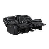 Huron Black Power Double Reclining Sofa from Homelegance - Luna Furniture