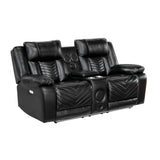 Huron Black Power Double Reclining Sofa from Homelegance - Luna Furniture