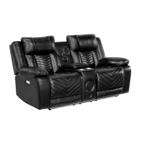 Huron Black Power Double Reclining Sofa from Homelegance - Luna Furniture
