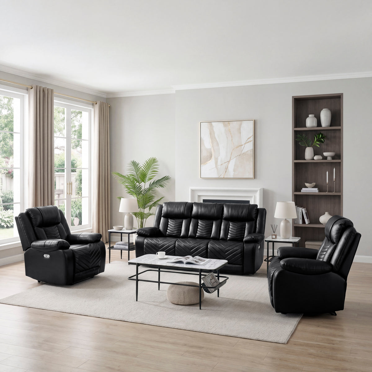 Huron Black Power Reclining Chair from Homelegance - Luna Furniture