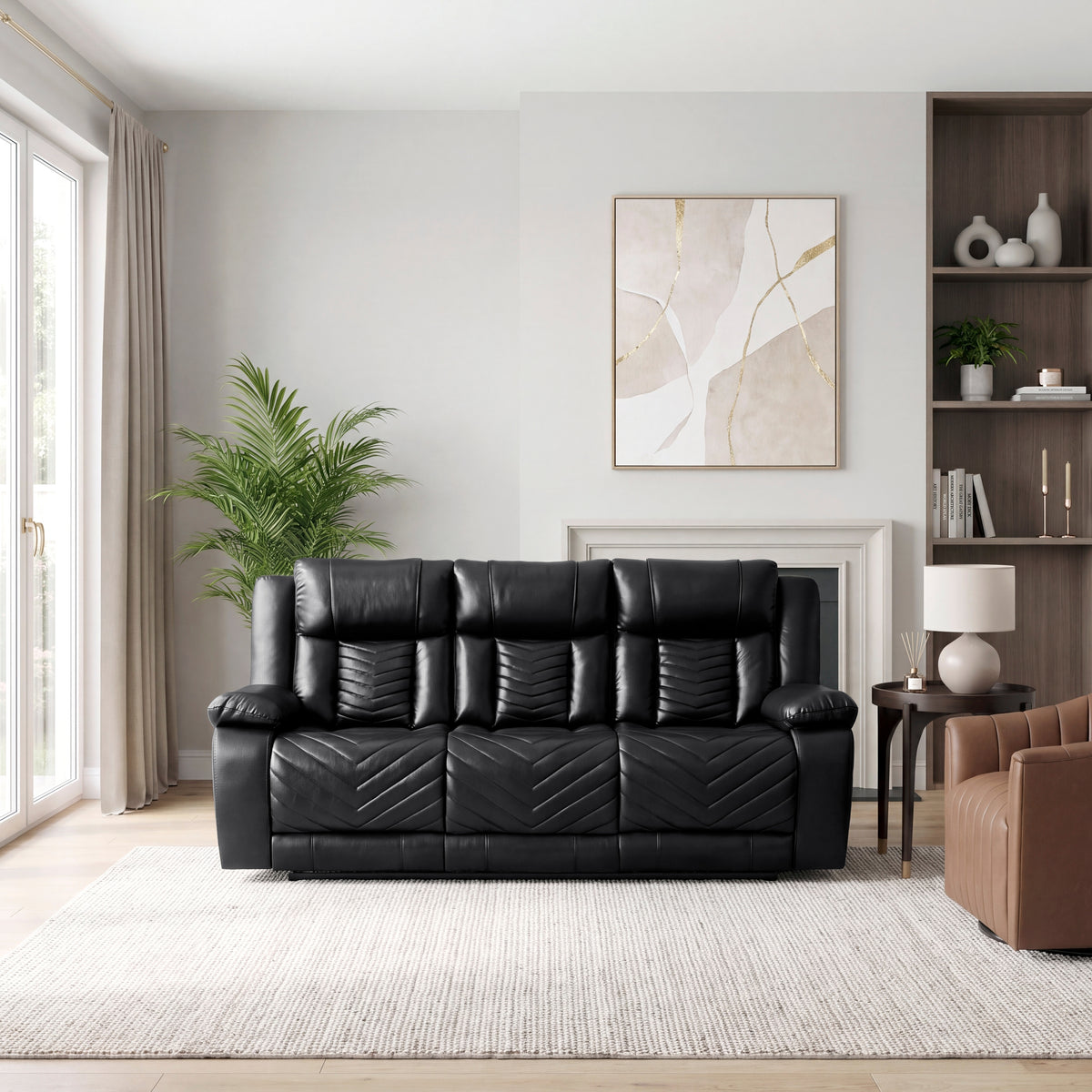 Huron Black Power Double Reclining Sofa from Homelegance - Luna Furniture