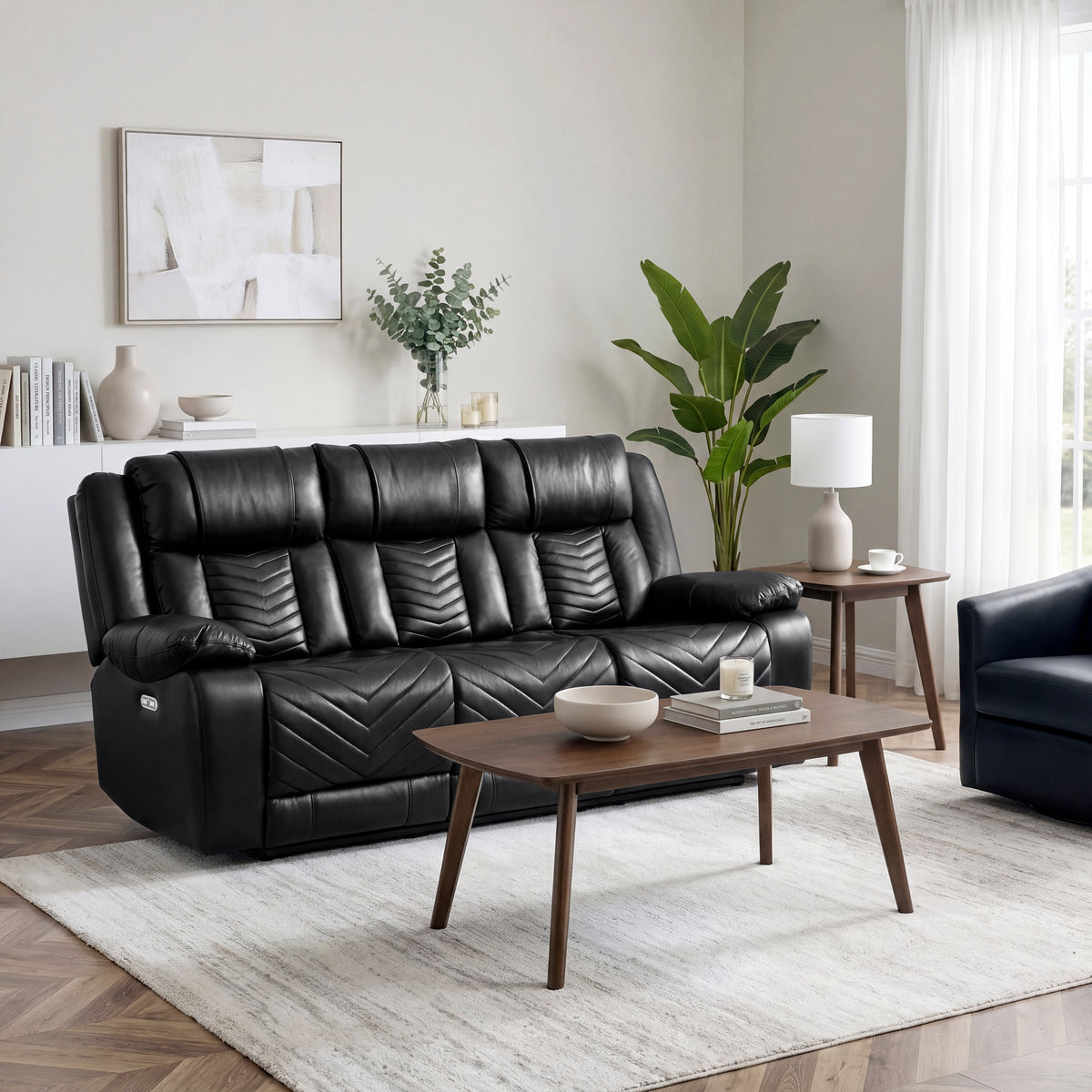 Huron Black Power Double Reclining Sofa from Homelegance - Luna Furniture