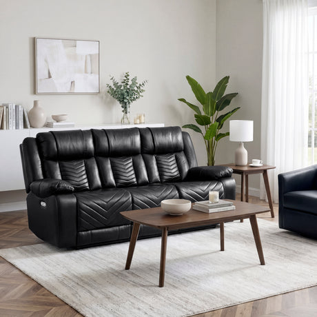 Huron Black Power Double Reclining Sofa from Homelegance - Luna Furniture