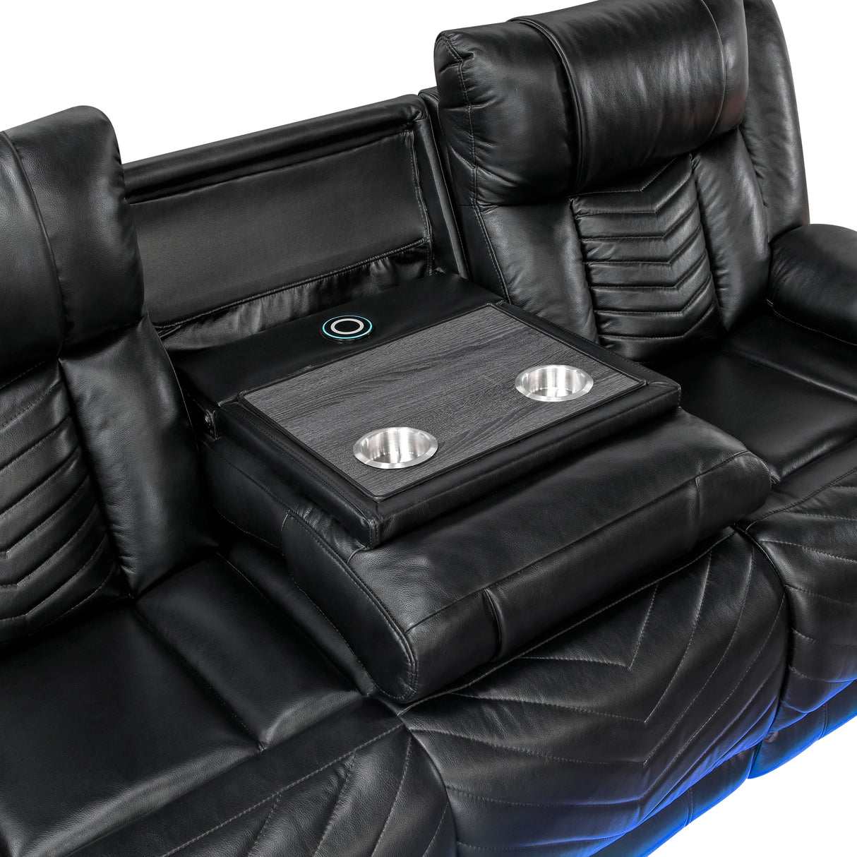 Huron Black Power Double Reclining Loveseat with Center Console from Homelegance - Luna Furniture