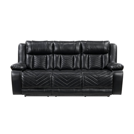 Huron Black Power Double Reclining Loveseat with Center Console from Homelegance - Luna Furniture