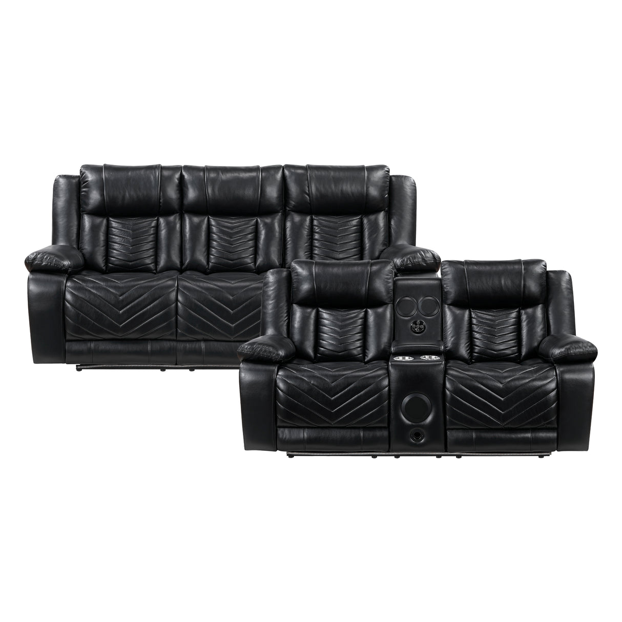 Huron Black Power Double Reclining Sofa from Homelegance - Luna Furniture