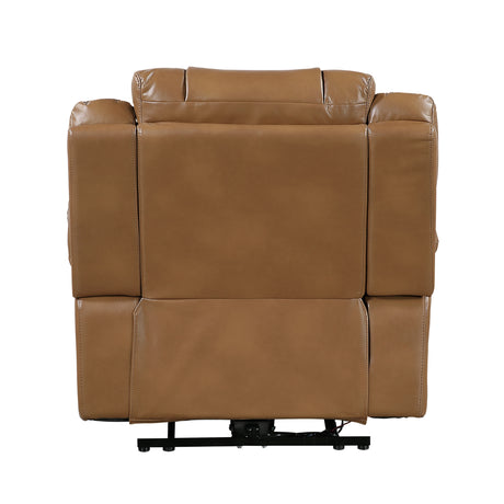 Huron Brown Power Double Reclining Loveseat with Center Console, Wireless Speakers, LED and Charging Ports from Homelegance - Luna Furniture