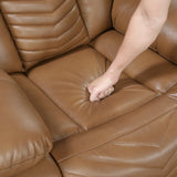 Huron Brown Power Double Reclining Loveseat with Center Console, Wireless Speakers, LED and Charging Ports from Homelegance - Luna Furniture