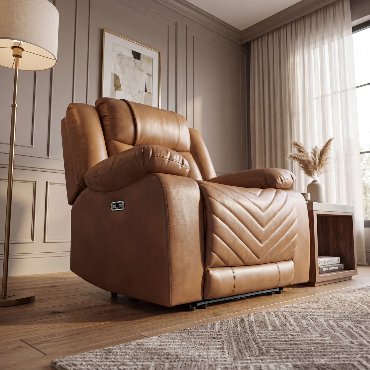 Huron Brown Power Reclining Chair with LED and Charging Ports from Homelegance - Luna Furniture