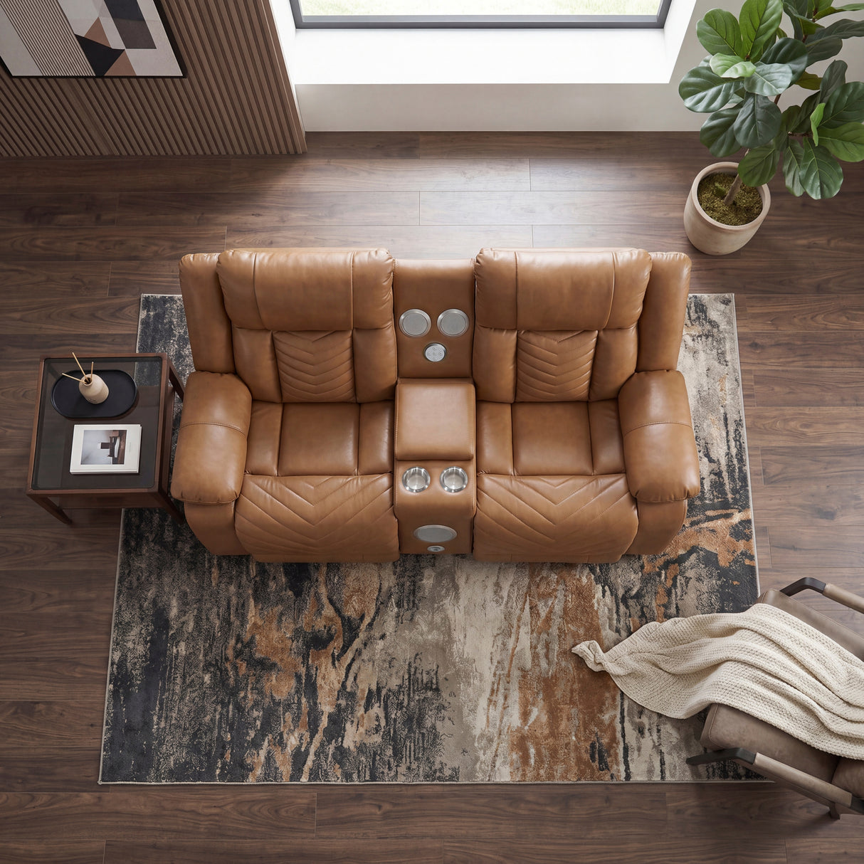 Huron Brown Power Double Reclining Loveseat with Center Console, Wireless Speakers, LED and Charging Ports from Homelegance - Luna Furniture