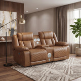 Huron Brown Power Double Reclining Loveseat with Center Console, Wireless Speakers, LED and Charging Ports from Homelegance - Luna Furniture