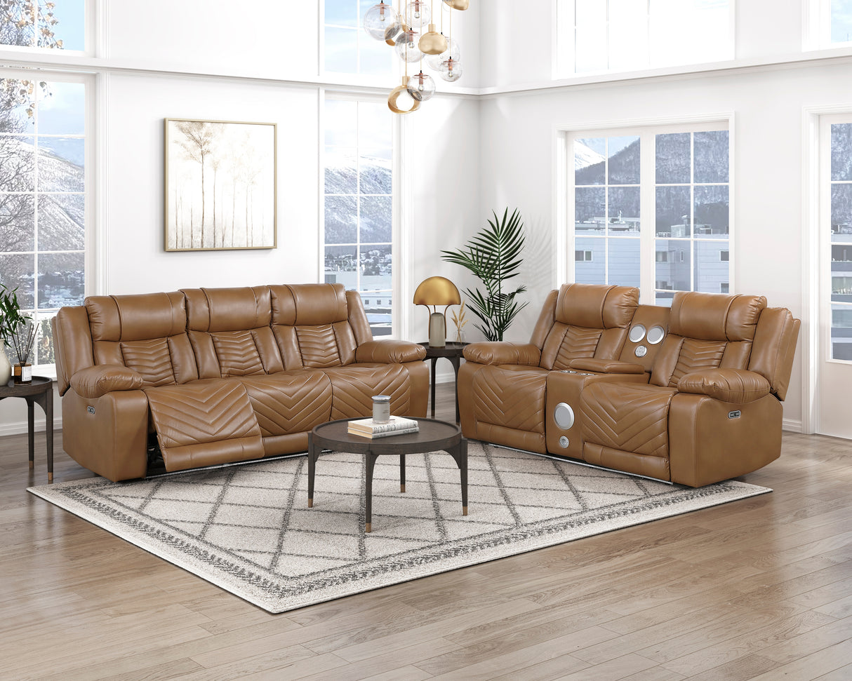 Huron Brown Power Reclining Living Room Set from Homelegance - Luna Furniture