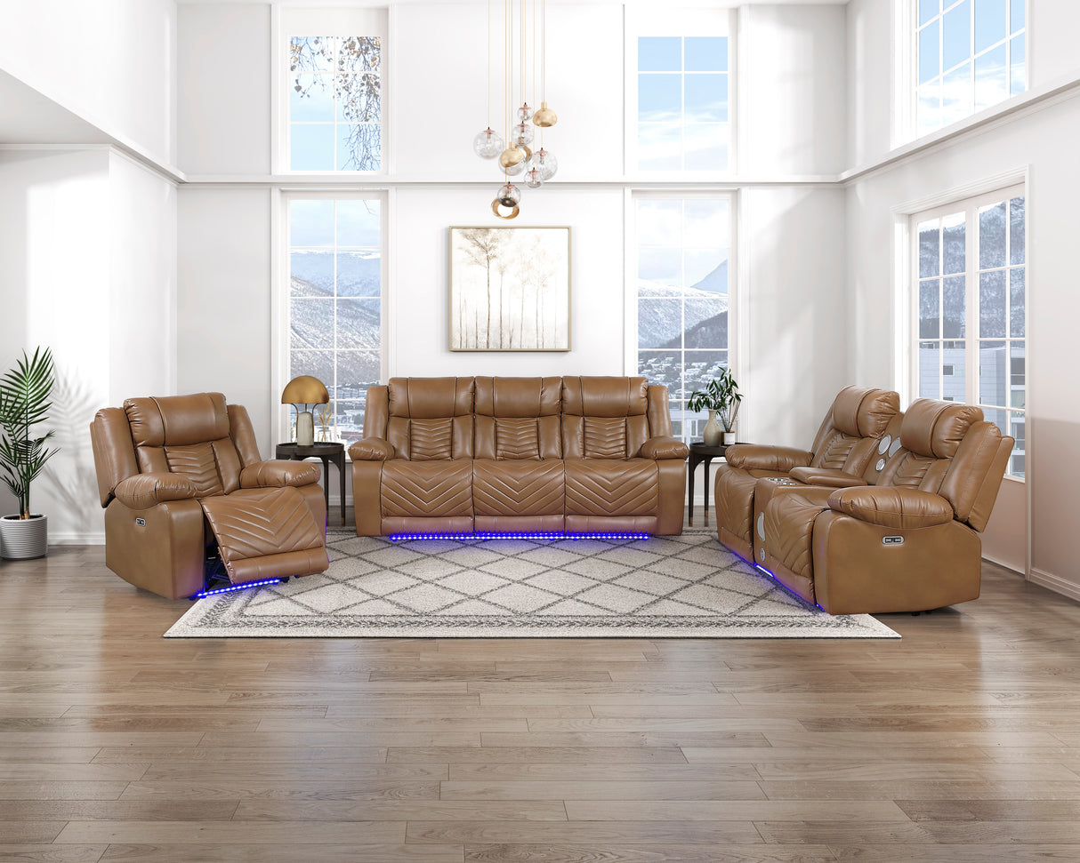 Huron Brown Power Reclining Chair with LED and Charging Ports from Homelegance - Luna Furniture